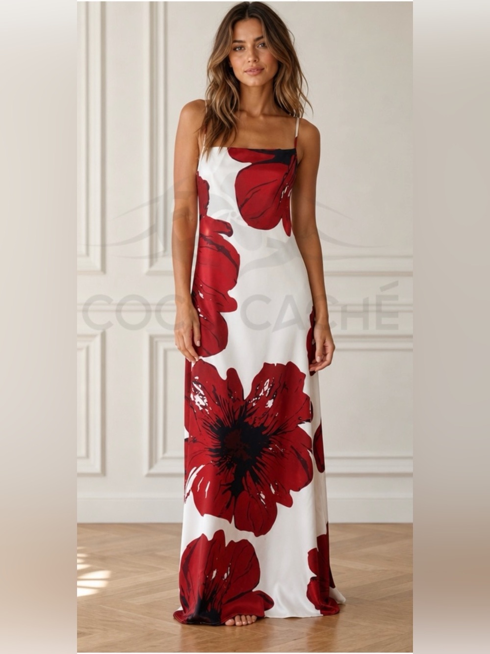 Elegant White Floral Print Chiffon Dress